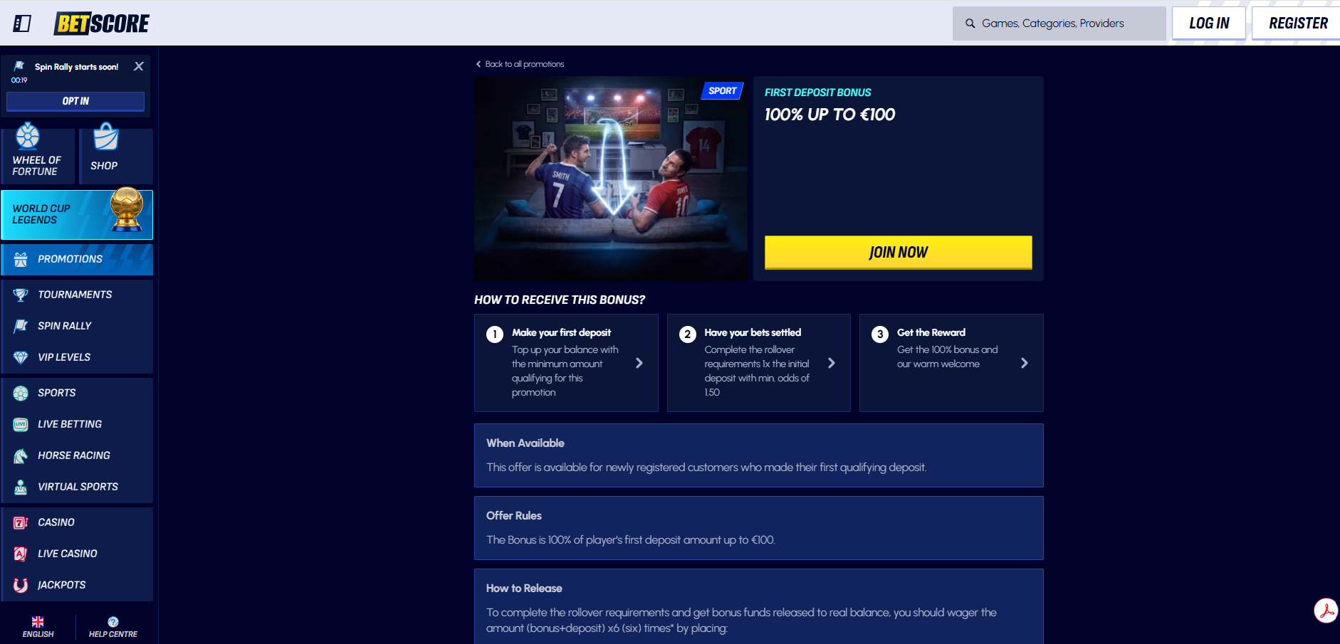 Betscore Sportsbook Bonus