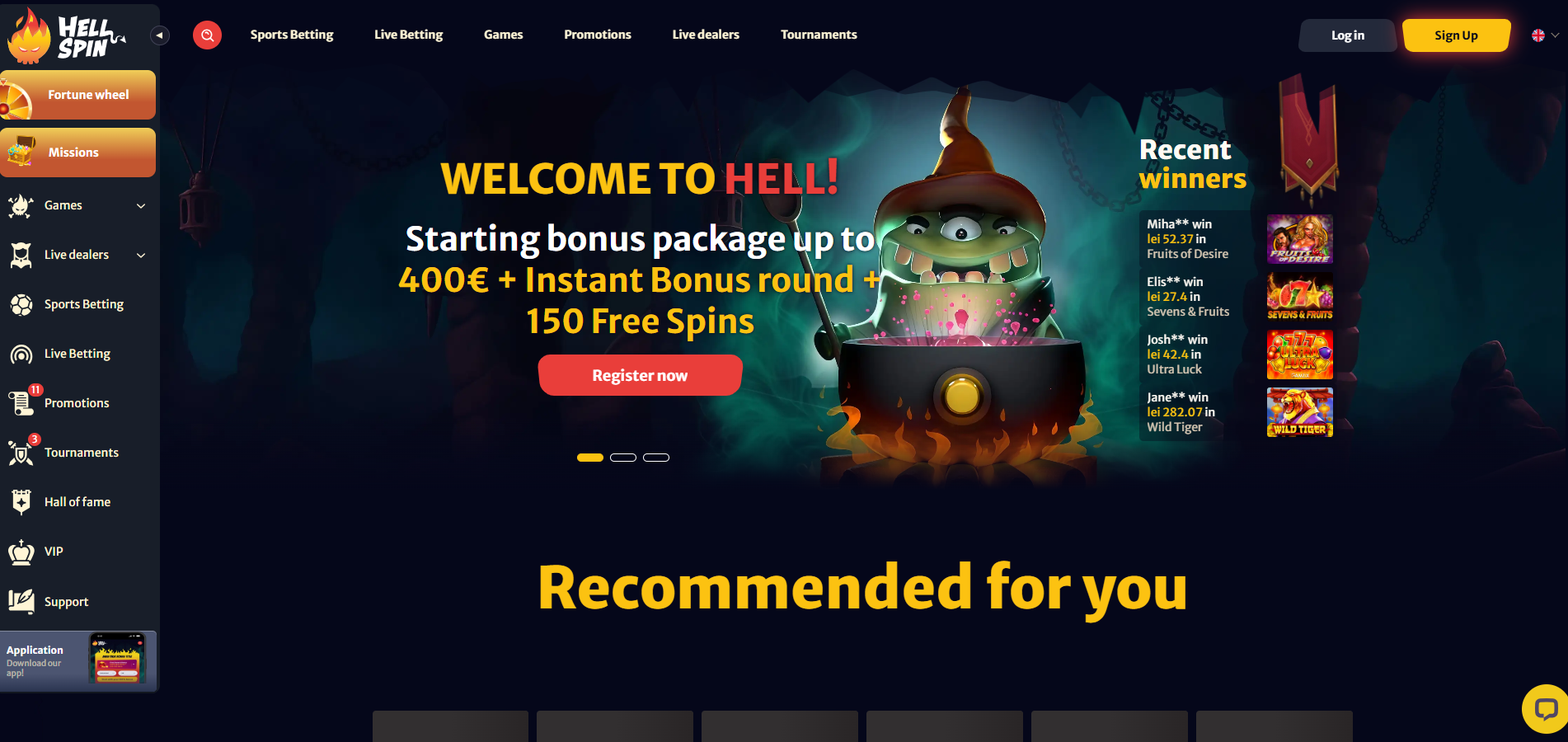 HellSpin Home Page