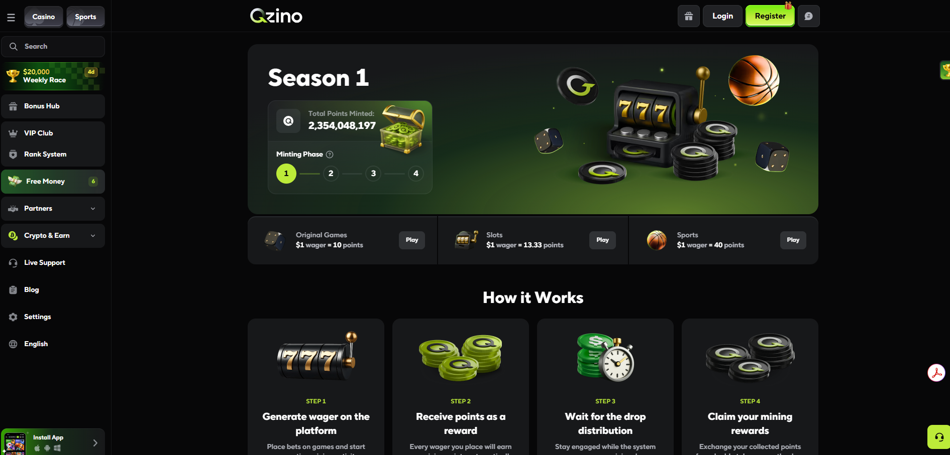 Qzino Free Money