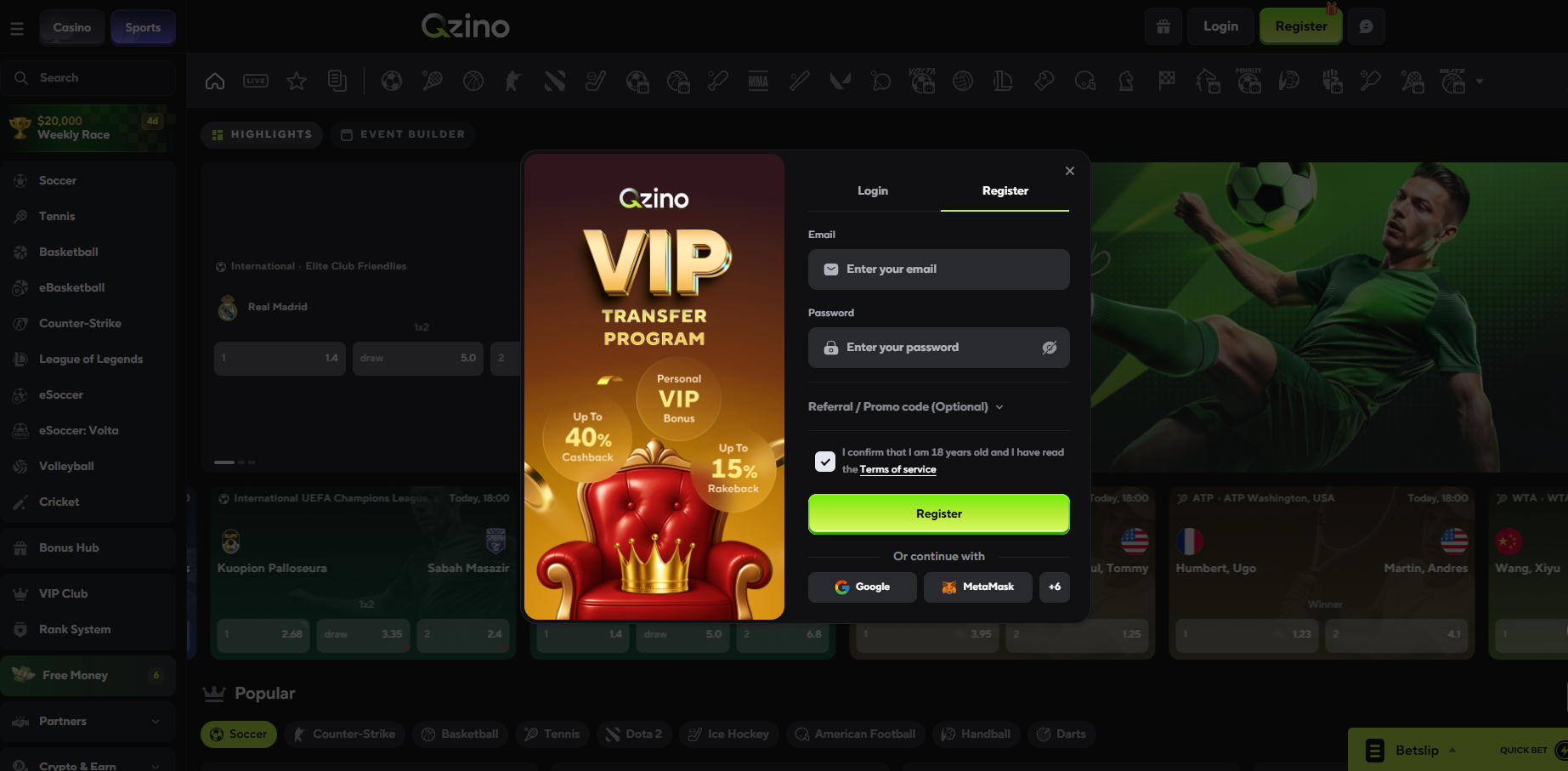 Qzino Welcome Bonus