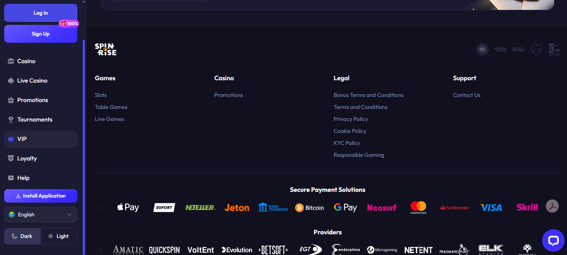 Spinrise Payment methods