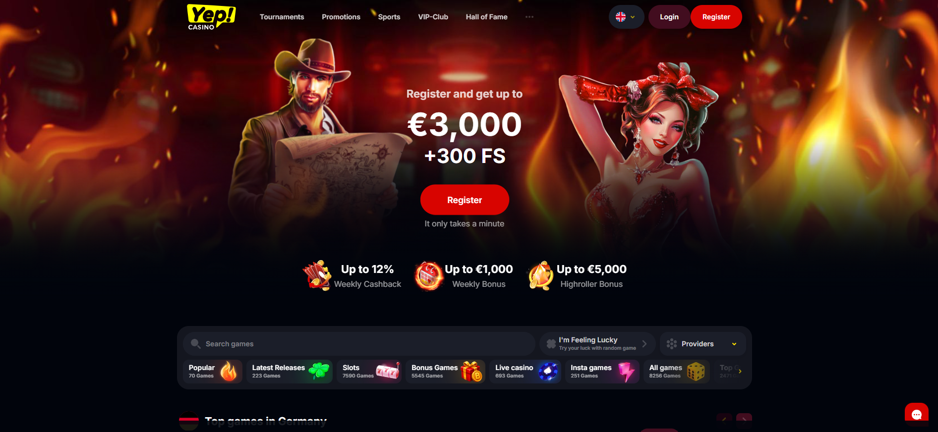 Yep Casino Home Page
