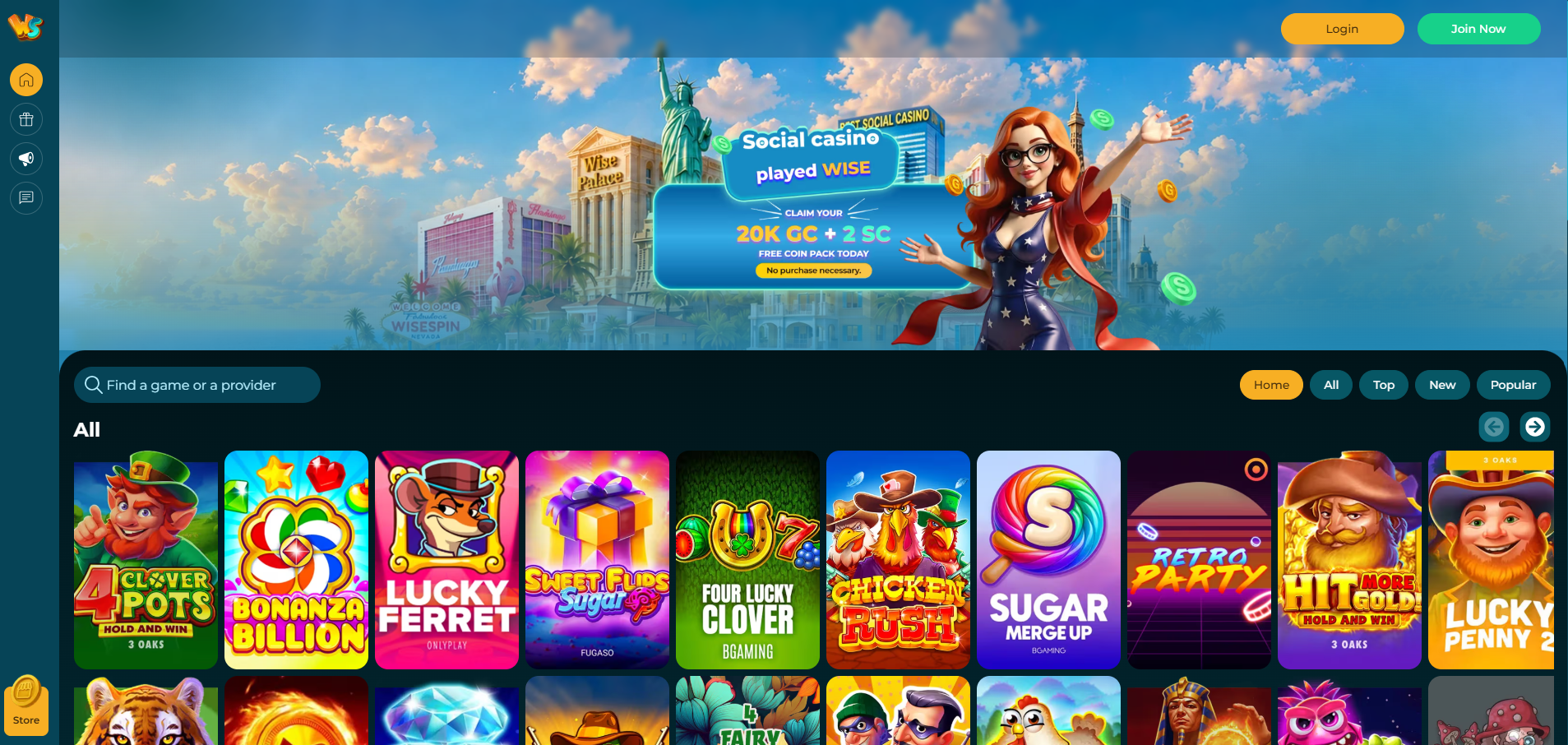 WiseSpin Sweepstake Casino
